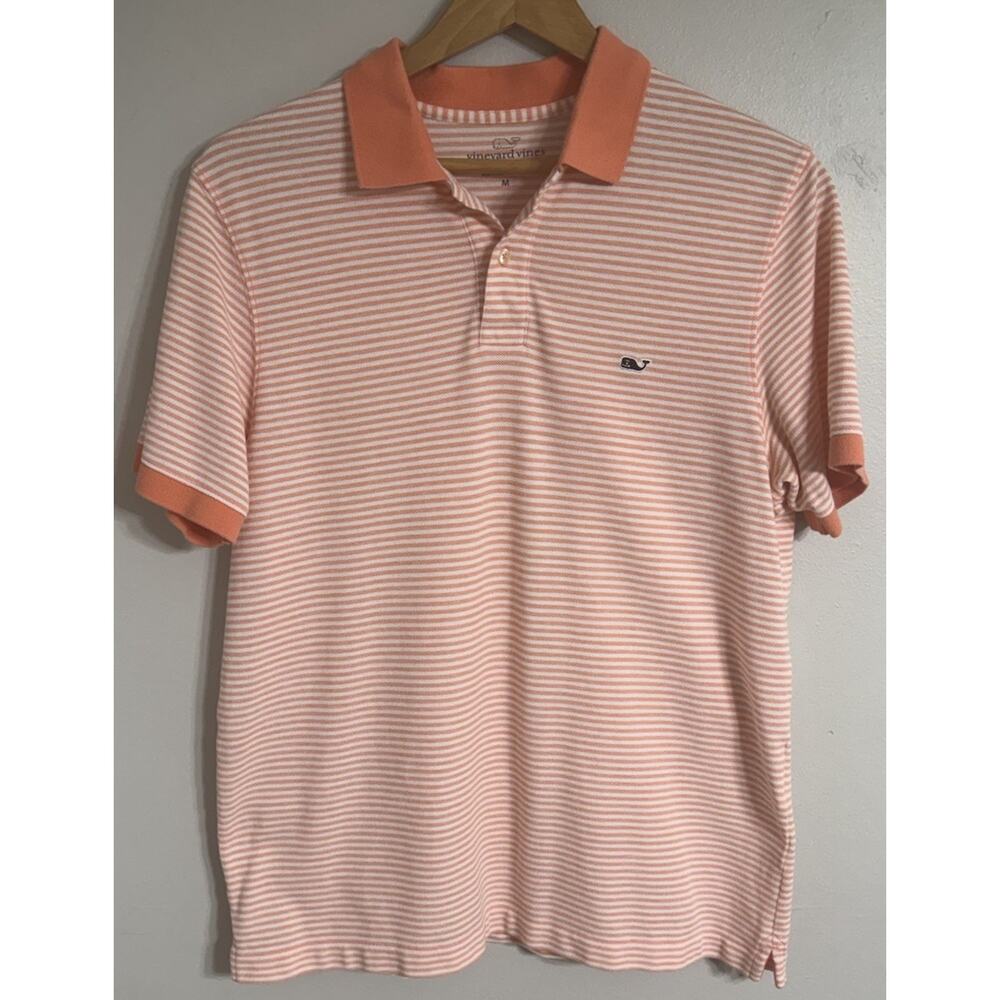 Vineyard Vines Polo Shirt Golf Classic Fit Pastel Orange Striped Mens Medium